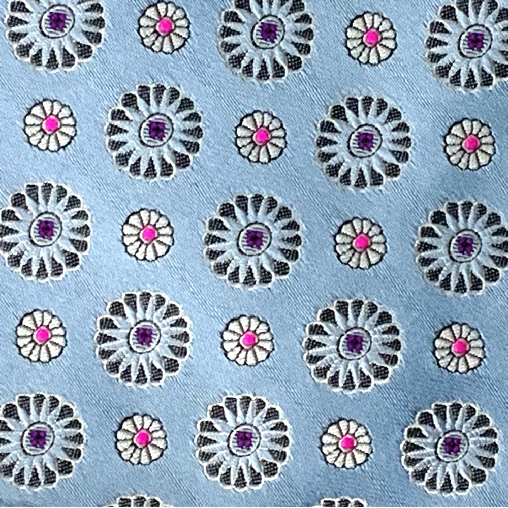 Ermenegildo Zegna Silk Jacquard Powder Blue Floral/Medallion Necktie